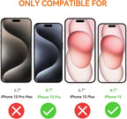 Anti Blue Light Screen Protector for iPhone 15pro & iPhone 15 [3 Pack] 9H+ Anti Blue Light Tempered Glass, Anti-Scratch, Case Friendly