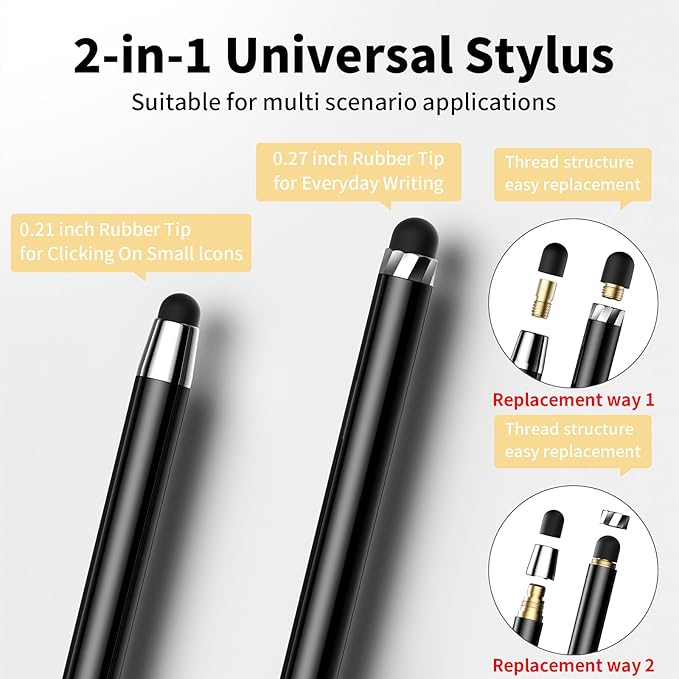 10 PCS Stylus,Stylus Pen for Touchscreen,Stylus 2-in-1 High Sensitivity & Precision Suitable for All Touch Screens of iPhone/ipad/Android Tablets(10 Stylus Pen Gold/Black + 20 Tips)