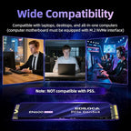 EN600 PRO SSD 2TB PCIe 3.0 Gen 3x4, NVMe M.2 2280, Up to 3500MB/s, Internal Solid State Drive, SLC Cache 3D NAND TLC, Graphene Cooling Sticker, Storage for PC, Desktop and Laptops