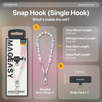 MAGEASY Beaded Phone Charm for Women - Cell Phone Wrist Strap with Teather Tab, Designed for iPhone & Android Phones, Keychain, Camera - Onyx Bloom