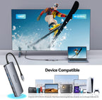 USB C Hub, Acodot 9 in 1 Type C Hub Adapter Portable Docking Station Aluminum Dongle Compatible with MacBook Pro/Thunderbolt 3 Laptops of Type C Devices, with 4K HDMI/ 5 USB Ports/ 100W PD/SD/TF