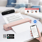 iDPRT Portable Thermal Printer with Case, 300DPI Inkless Mobile Printers for Travel, Home, Office, School, Vehicles, Support 8.5" X 11" US Letter/A4/A5, Wireless Bluetooth Printers, Pink