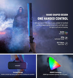 NEEWER RGB2 LED Tube Light Stick with Metal Barndoor, Handle, Touch Bar/APP/2.4G Control, Rechargeable Magnetic Handheld RGB Video Light, 2500K-10000K CRI98+ Dimmable Photography Lighting, 18 Scenes