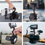 Cold Shoe Camera Handle Grip with ARRI Pin & Triple Threads - CNC Aluminum Top Handle for DSLR/Camera Cage/Monitor/Microphone (15kg Load) 62078