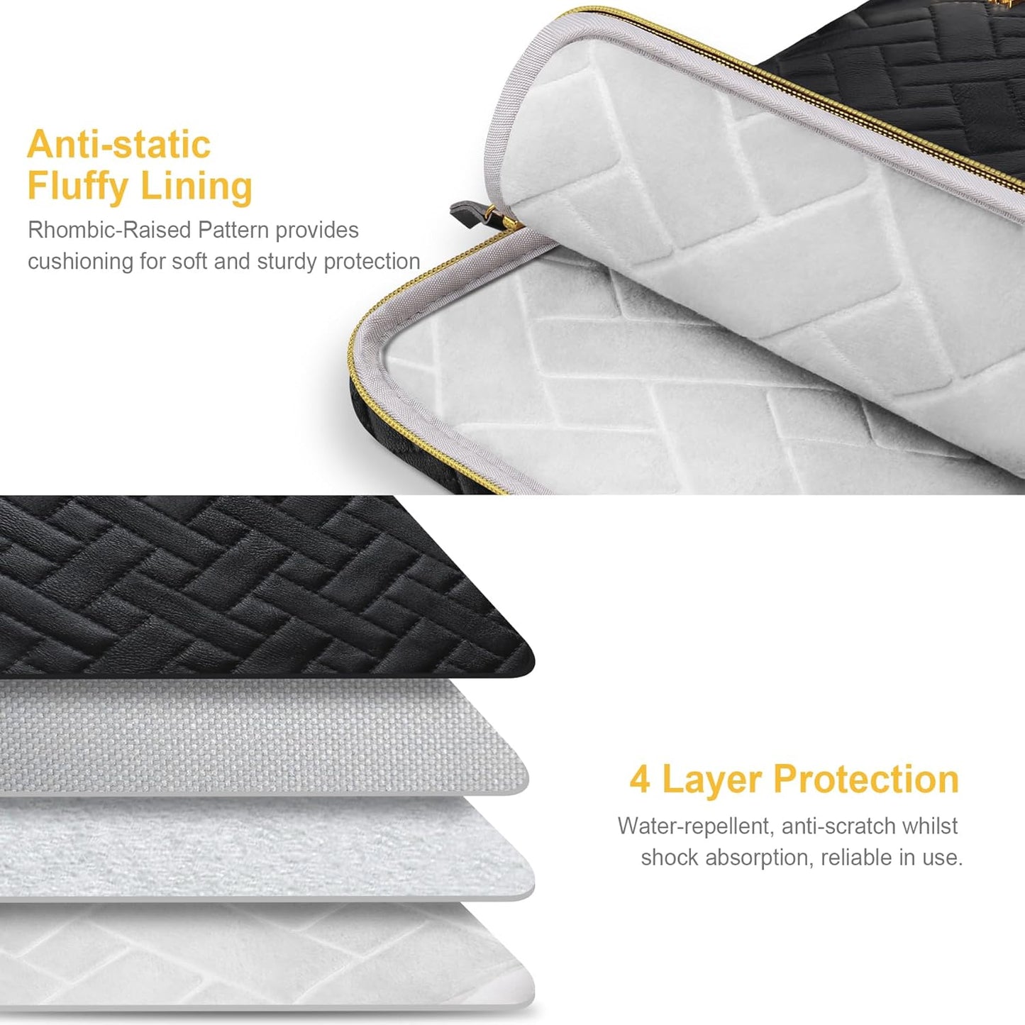 Lacdo Laptop Sleeve Case for 14 inch New MacBook Pro M4/M3/M2/M1 Chips Pro Max A3112 A3401 A3185 A2918 A2992 A2779 A2442 2024-2021, 13.8 inch Surface Laptop 7th Copilot+PC Computer Bag, Elegant Black