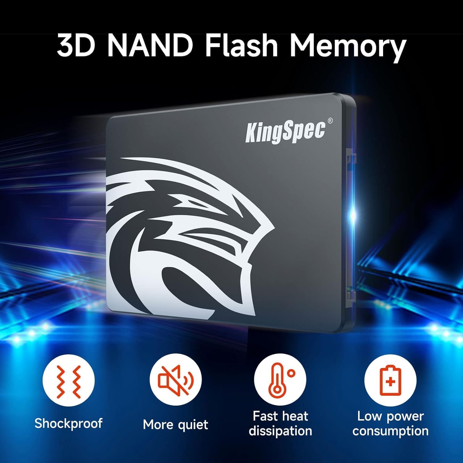KingSpec 8TB 2.5 SSD SATA III Internal - 550MB/s Read, 520MB/s Write with 3D NAND Flash, for Laptop & Desktop PC Upgrade