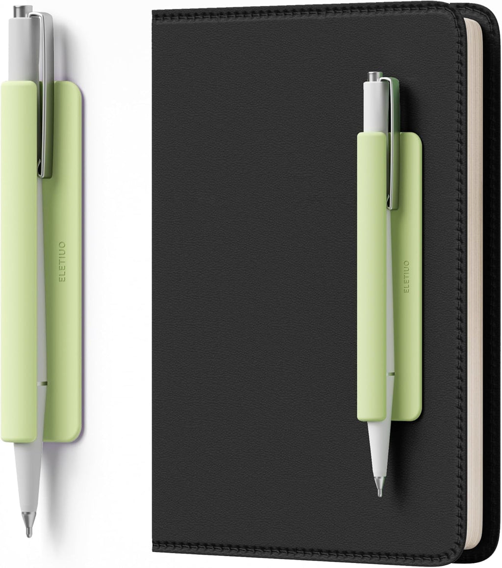 ELETIUO Pencil Holder For Most Pens,Pencils,Self-Adhesive Stick To Notebooks,Diary,Desks,Whiteboards Or Any Surface,Silicone Pen Holder For Home,Office And Desk Organization,Green