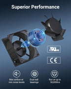 DEWENWILS 2 Pack 120V AC Fan, Waterproof Exhaust Fan 120mm, 18W 2850RPM 90CFM, DIY Cooling Fan for Refrigerator, Computer Case, Compressor Engine, Generator, UL Listed