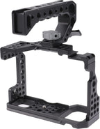Hersmay A7III Cage with Top Handle, A9 Camera Cage for Sony A7III / A7RIII /A9 /A7II Mirrorless Camera, Multiple 1/4" 3/8" Screw Holes for Vlogging Video Shooting Filmmaking Rig