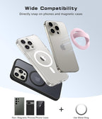 Magnetic Phone Grip, Removable Loop Grip with Soft Finger Strap, Silicone Phone Ring Holder for Back of Phone for iPhone 16/15/14/13/12 Pro Max/Plus, Chalk Pink