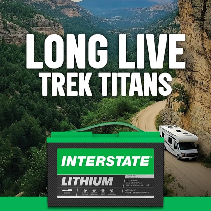 Interstate Batteries 24V 60Ah Group Size 31M Lithium Marine/RV Deep Cycle LiFePO4 Battery, Maintenance Free, Lightweight, Ideal For Boats, Trolling Motors, RV Camping, Off-Grid, Yachts (Li31M24V60)
