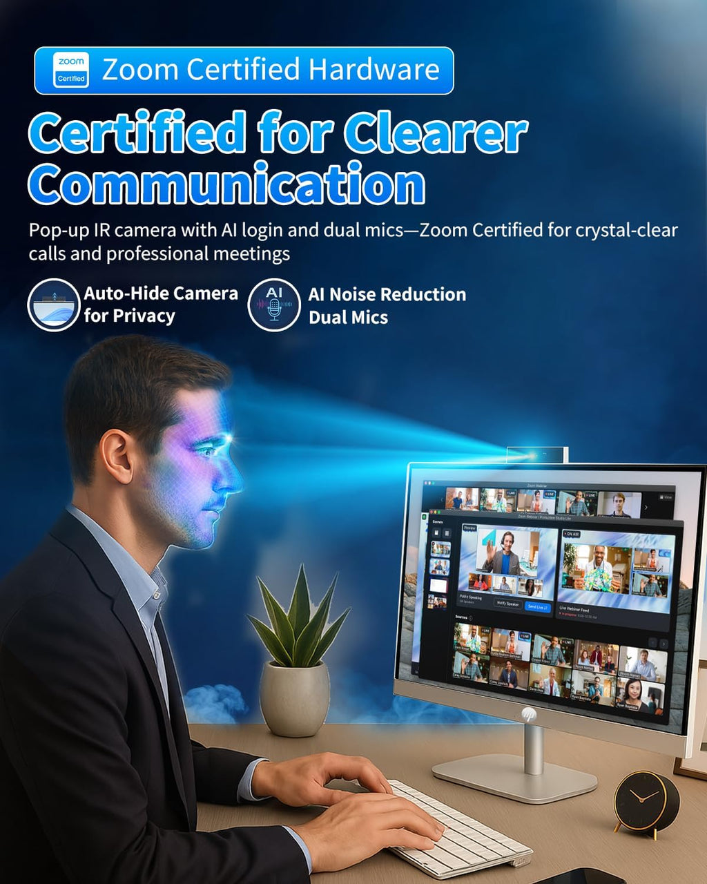 HP 27" All-in-One Desktop Computer - FHD Touchscreen | Intel Ultra 7‑155U | AI‑Enhanced Display, Facial Login | Privacy Pop‑Up Camera | Win 11 Pro, w/Accessories | 64GB DDR5 + 4TB SSD