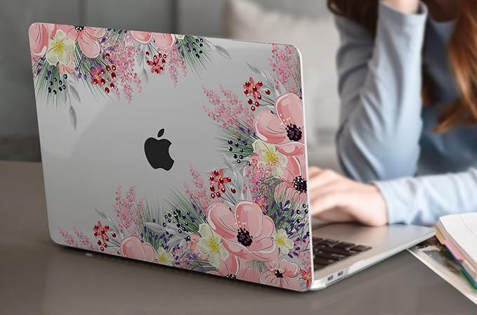 Laptop Case for MacBook Air 13 2020 2019 2018 with Touch ID & Retina Display Floral Series Hard Shell with Keyboard Cover Screen Protector for New Mac Air 13.3 inch A2337 A2179 A1932, Beautiful Floral
