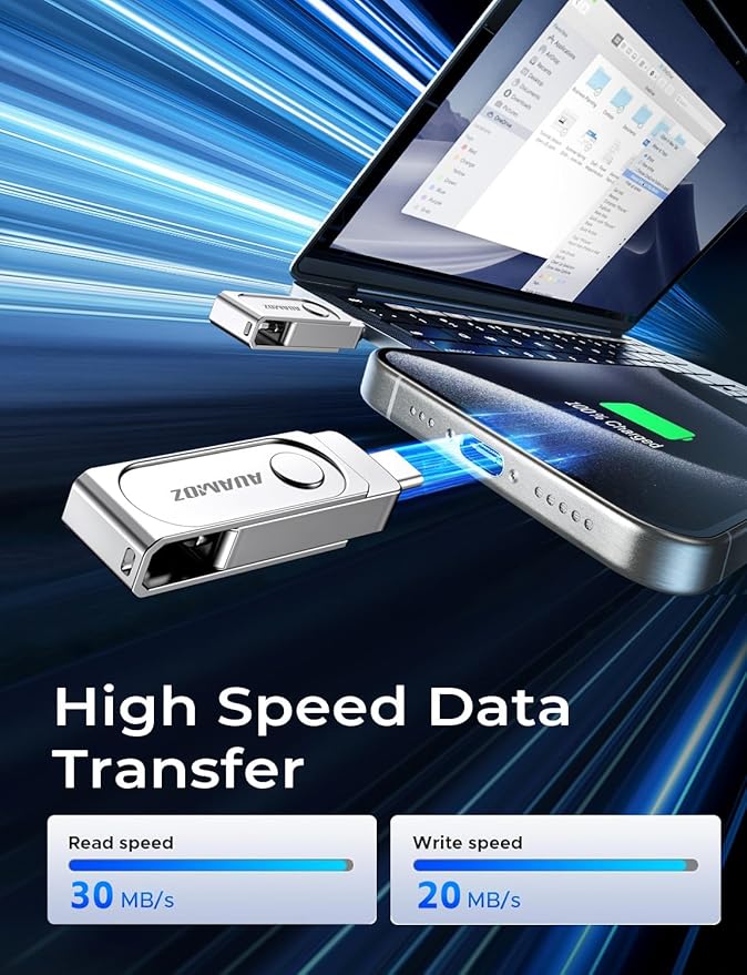 512GB Flash Drive Intended for iPhone, Memory Stick Storage Files Photos Videos Backup, Compatible with iPhone iPad Android PC, Plug and Play, No Application Required (Metal Silver)