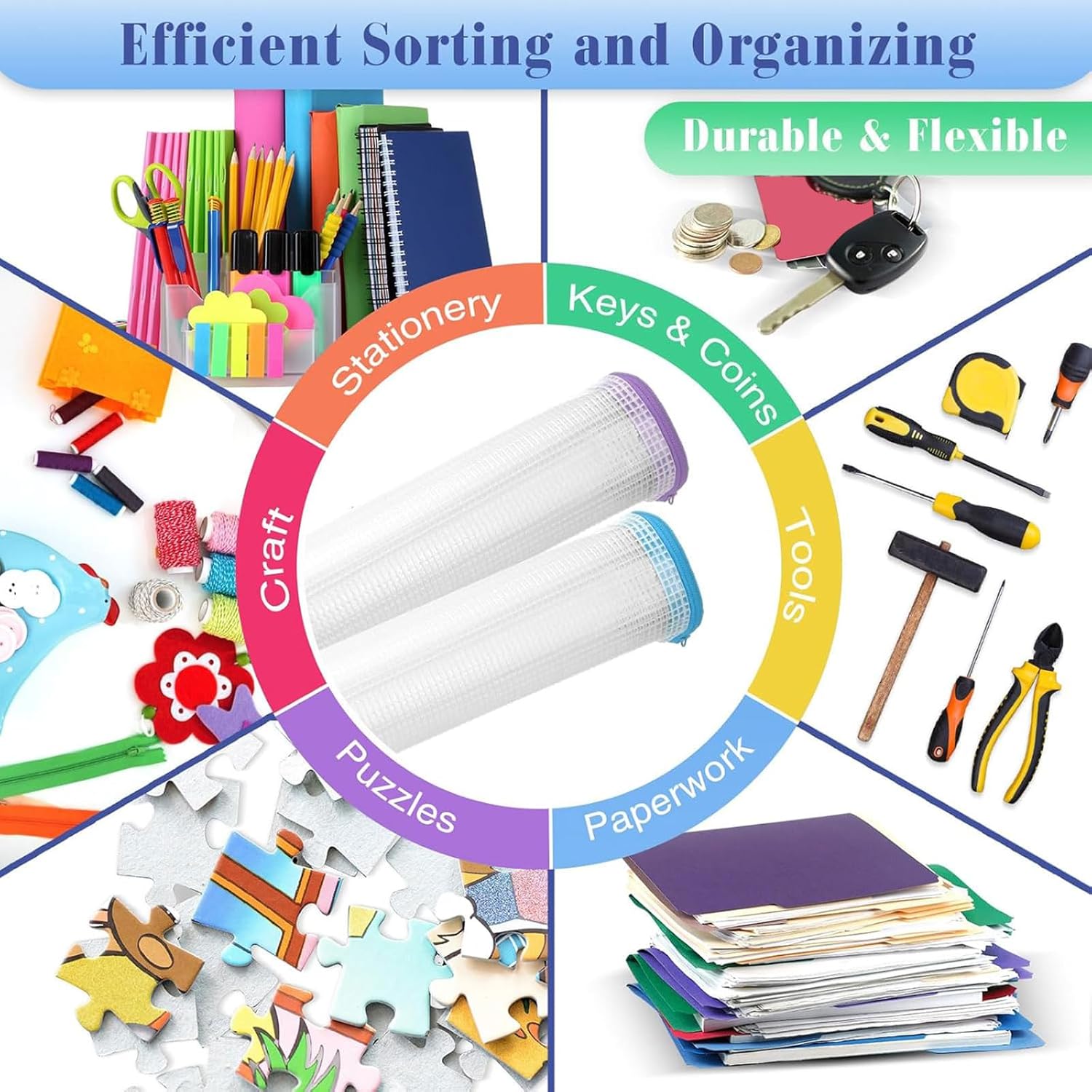 Jetec 32 Pcs Mesh Zipper Bags Toy Storage Bikini Organizer Bag Bolsas Para Guardar Trajes De Baño Waterproof Zipper Reusable Pouch Puzzle Multipurpose for Storage Office(Cute Color,5.1 x 4.1 Inch)