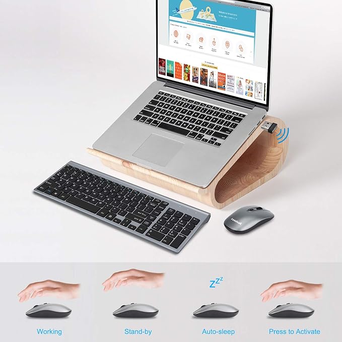 LeadsaiL Wireless Keyboard and Mouse Combo, Wireless USB Mouse and Computer Keyboard Set, Compact and Silent for Windows Laptop, Desktop, PC