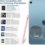 Stylus Pen for iPad 9th&10th - Type-c Charging Pencil for ipad Palm Rejection Active Pen Compatible with (2018-2025) Apple iPad 6/7/8/9/10/11(A16), Air 3/4/5/M2/M3, Mini 5/6, Pro 11"/12.9"/M4（Pink）