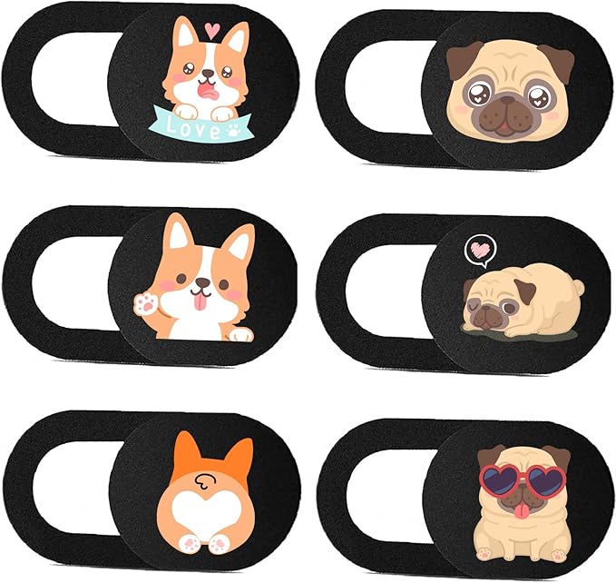 Laptop Camera Cover Slide 3 Pack Ultra Thin Slide Computer Webcam Covers for Echo Show, iPhone, iPad, Tablet, Chromebook, PC - Pug