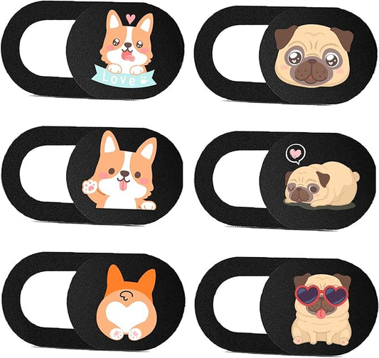 Laptop Camera Cover Slide 3 Pack Ultra Thin Slide Computer Webcam Covers for Echo Show, iPhone, iPad, Tablet, Chromebook, PC - Pug