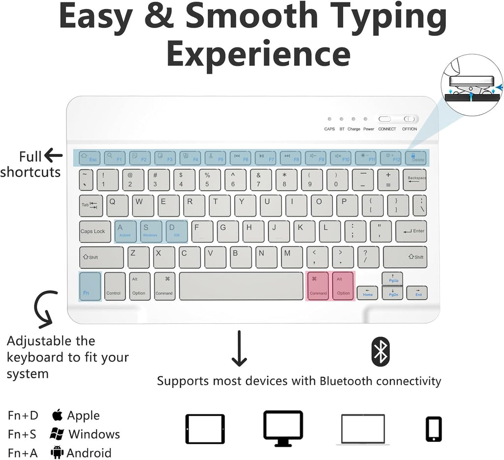 MMK iPad A16 Case (2025, 11"), iPad 10th Generation Case with Keyboard (2022, 10.9"), Wireless Detachable Keyboard, Pencil Holder (Grey)