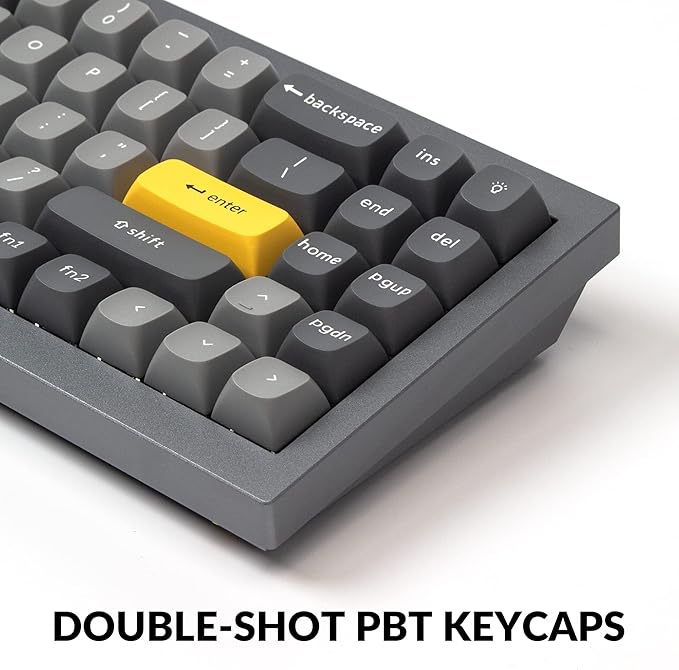 Keychron Q7 Wired Custom Mechanical Keyboard, 70% Layout QMK/VIA Programmable Macro with Hot-swappable Gateron G Pro Red Switch Double Gasket Compatible with Mac Windows Linux (Grey)