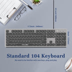 Wired Computers Keyboard with Cover Comfortable Hand Feel,Laser Engraved Characters,12 Multimedia Keys USB Interface Suitable for Laptop PC,Full Size 104 Keyboards, Plug and Play, Office
