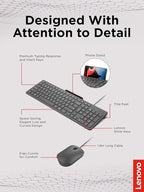 Lenovo 310 USB-A Wired Keyboard Mouse Combo, Quiet Keys, Ultra-Slim Gaming Design, Spill-Resistant, Integrated Phone Stand, Compatible w Laptop, PC, Tablet – Ergonomic Mouse Mechanical Keyboard USB
