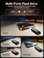 MFi Certified 512GB Flash Drive for iPhone iPad, IMKAR Memory Stick Storage for Photos Videos, Compatible with iPhone iPad Android and PC, Plug and Play No Application Required (Metal Gray)