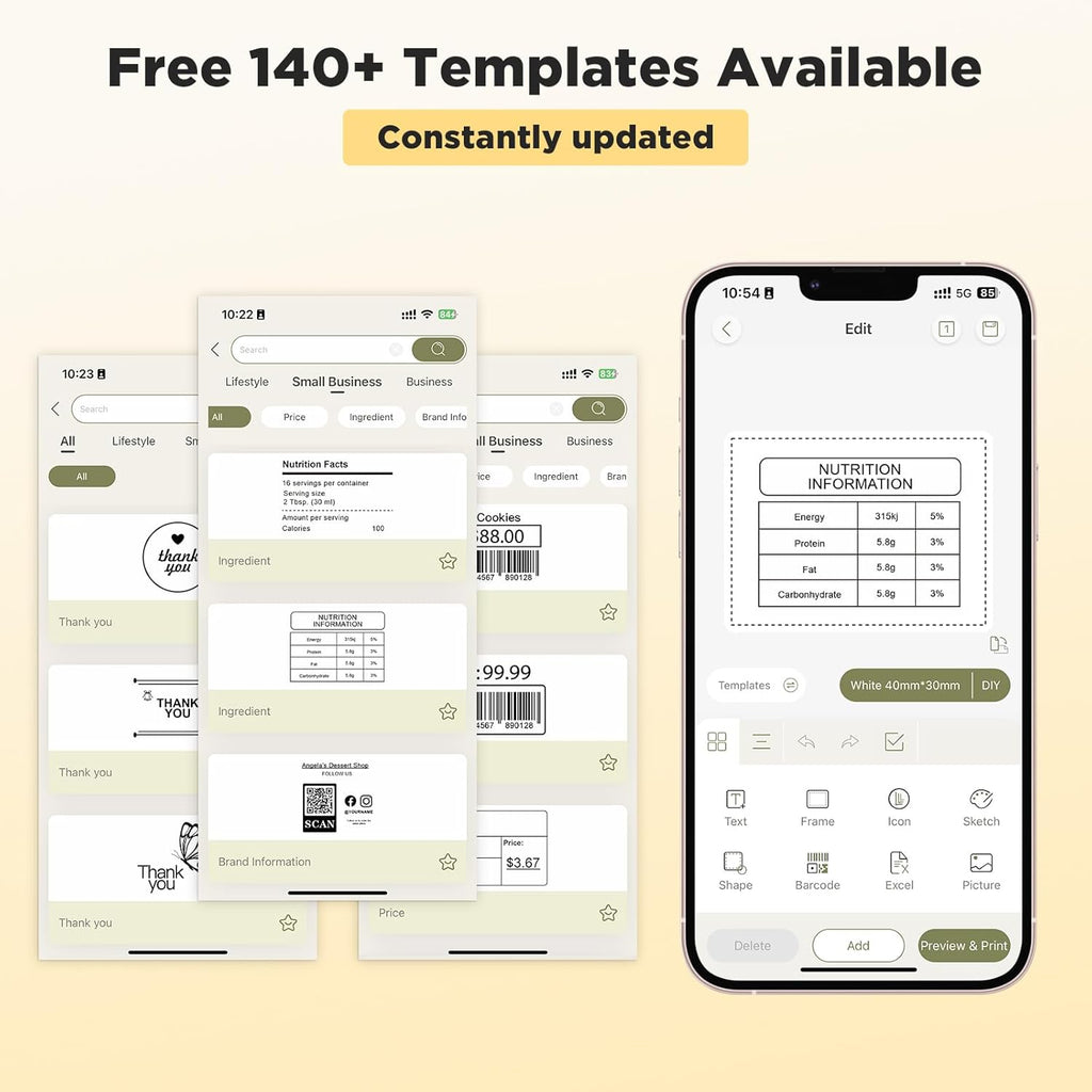 SUPVAN T50M Pro Bluetooth Label Maker Machine with 4 Tapes, Wide Waterproof Label, Versatile App with 40 Fonts and 650+ Icons, Inkless Labeler for Home, Kitchen, School, Office Organization, Black