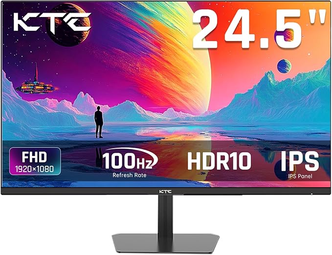 KTC 24.5 Inch 100Hz IPS Computer Monitor - FHD(1920 x 1080P), Anti-Blue Light Screen, 126% sRGB, 16.7M, Support FreeSync and GSync, PC Monitor for Casual Gaming and Working