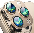 Compatible with iPhone 16 Pro Camera Lens Protector,[AR Anti-Reflection][Strong Adsorption][Shatterproof] 9H Metal Tempered Glass Re-AR Full Coverage Camera Screen Cover,Gold