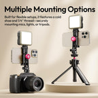 ULANZI MA61 Metal Phone Tripod Mount with Cold Shoe, 360° Adjustable Hot Shoe Camera Phone Mount for iPhone 16 15 14 Pro Max, Samsung Galaxy, Aluminum Alloy Clamp for Vlogging, Live Streaming, Video