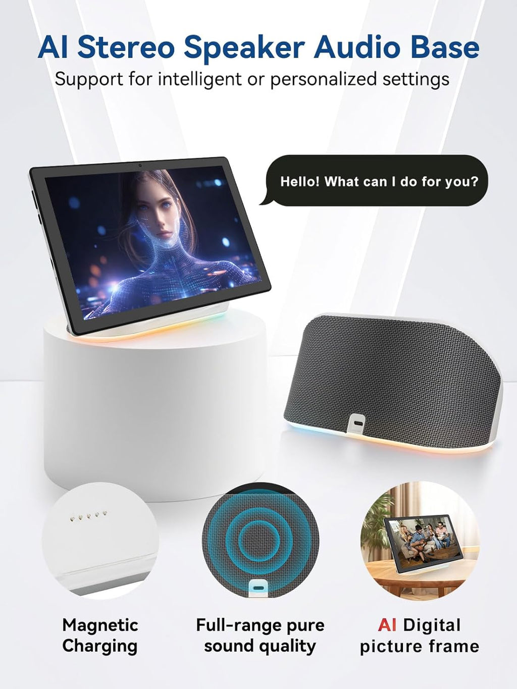 2025 Upgraded Android Tablet with Charging Speaker Dock, 2 Years Protection, Otca-Core CPU, 64GB Storage with 1TB Expansion, WiFi 6, BT5.3, Google Tablet, US Version