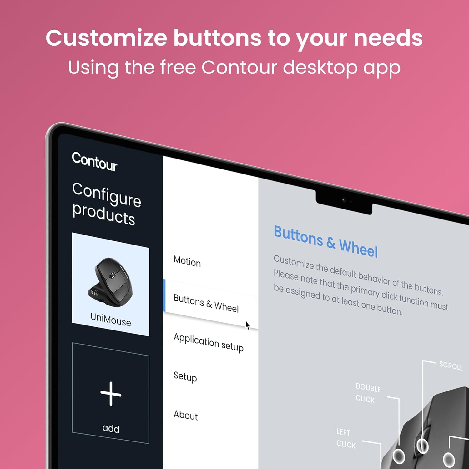 Contour Unimouse Ergonomic Vertical Mouse for Left Hand – Adjustable 35°-70° Angle, Customizable Thumb Rest, Wired, 6 Programmable Buttons, All Day Comfort and Pain Relief
