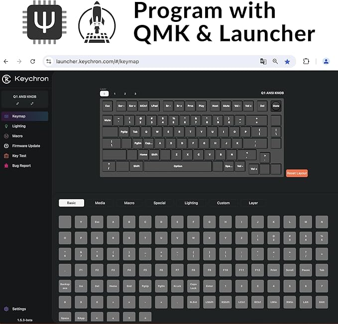 Keychron Q1 RGB Wired Custom Mechanical Keyboard Knob Version, 75% Layout QMK/VIA Programmable with Hot-swappable Gateron G Pro Red Switch Double Gasket Compatible with Mac Windows Linux (Grey)