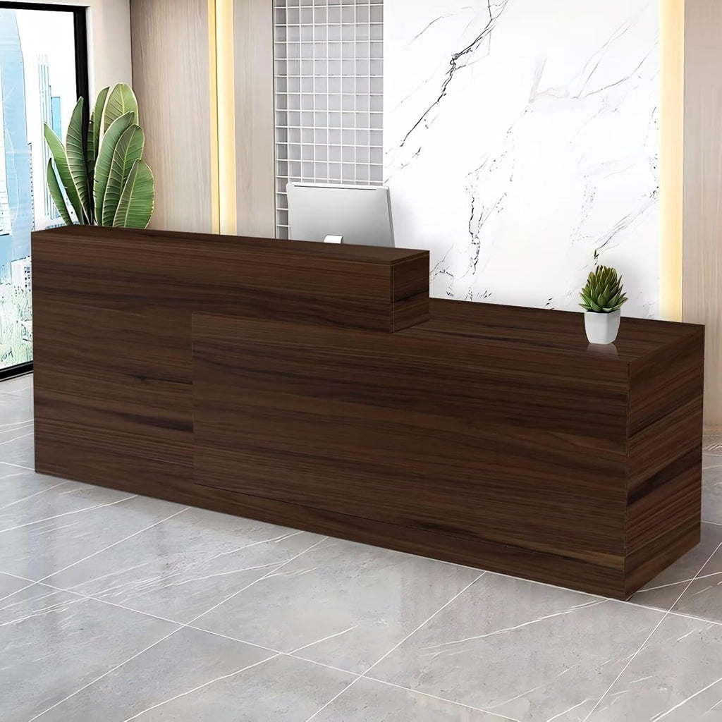 Reception Desk with Counter Modern Checkout Counter with Lockable Drawer Keyboard Tray Receptionist Desk for Office Salon Reception Table B Right 63inch/160cm