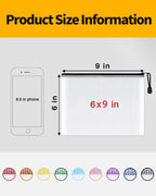 SUNEE Plastic Mesh Zipper Pouch 6x9 in (9 Colors, 18 Packs),Extra Large Water-Resistant Zip Bag for School Office Supplies, Puzzles & Games Organizing Storage