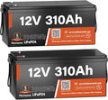 12V 310Ah LiFePO4 Lithium Battery 2PCS– Max. 3968Wh, 15000+ Deep Cycle Battery with 100A BMS, Low-Temp Cutoff | A+ Grade Cells for Marine, Trolling Motor, Off-Grid Home Energy Storage, Van Life