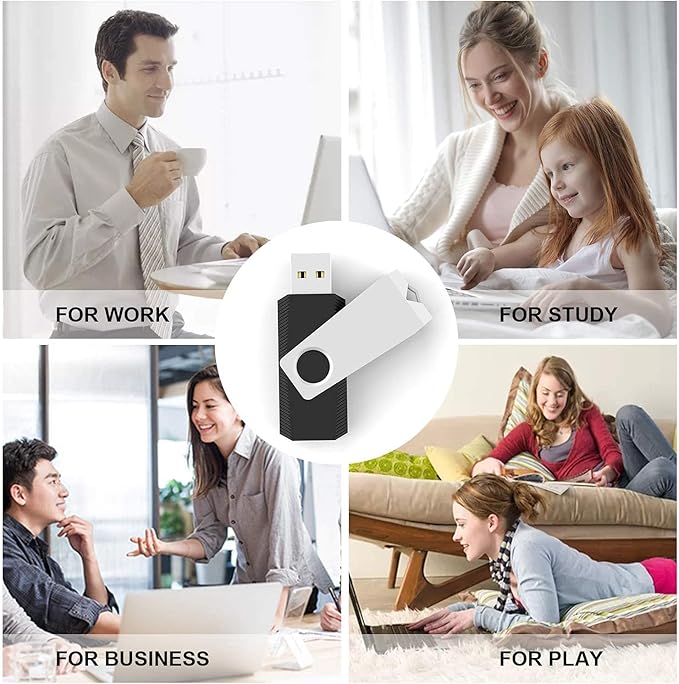 TOPESEL 50PCS 1GB USB 2.0 Flash Drives Bulk Pack Swivel Memory Stick Thumb Drives Pen Drive (1gig, 50 Pack, Black)