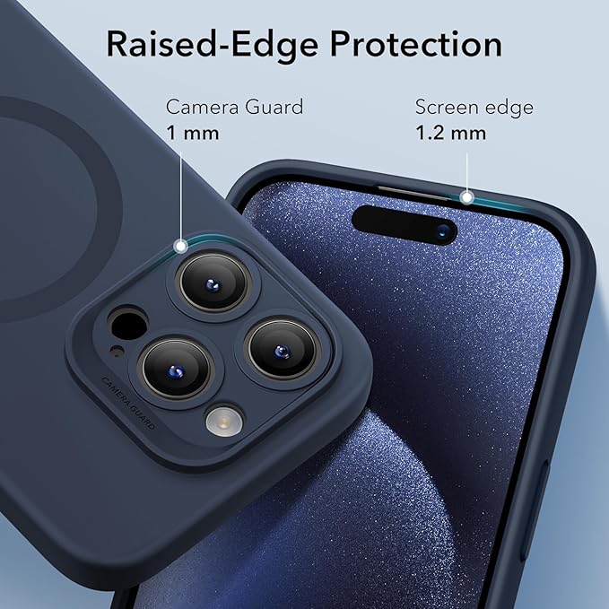 ESR for iPhone 15 Pro Case with MagSafe, Supports Magnetic Charging, Slim Liquid Silicone Case, Shock Absorbing, Screen and Camera Protection, Cloud Series, Dark Blue