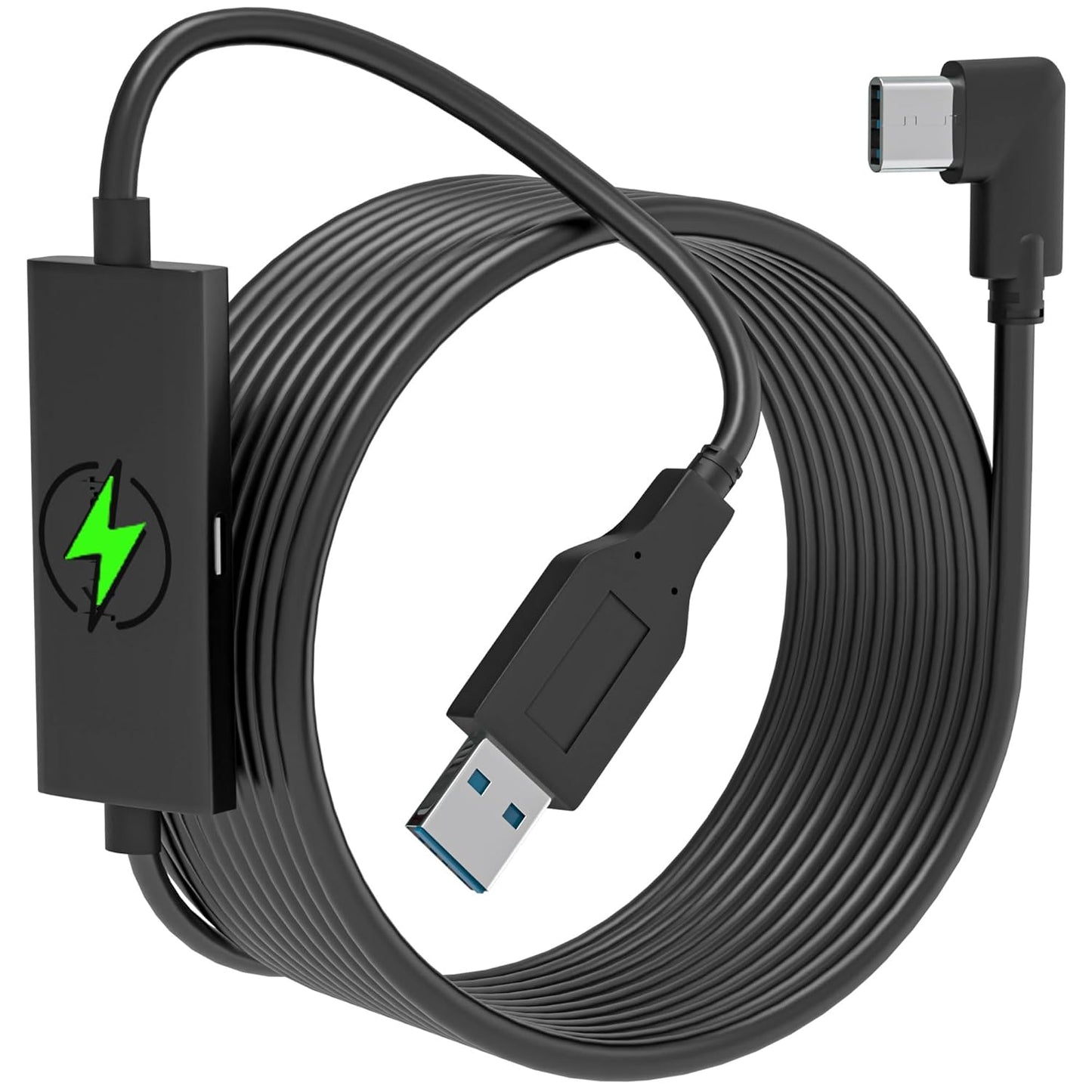 Kuject Design 16FT Link Cable for Quest 3S/3, Quest 2, Quest Pro, with Separate Charging Port for Uninterrupted Power, USB 3.0 Type A to C Cable for VR Headset Accessories and Gaming PC