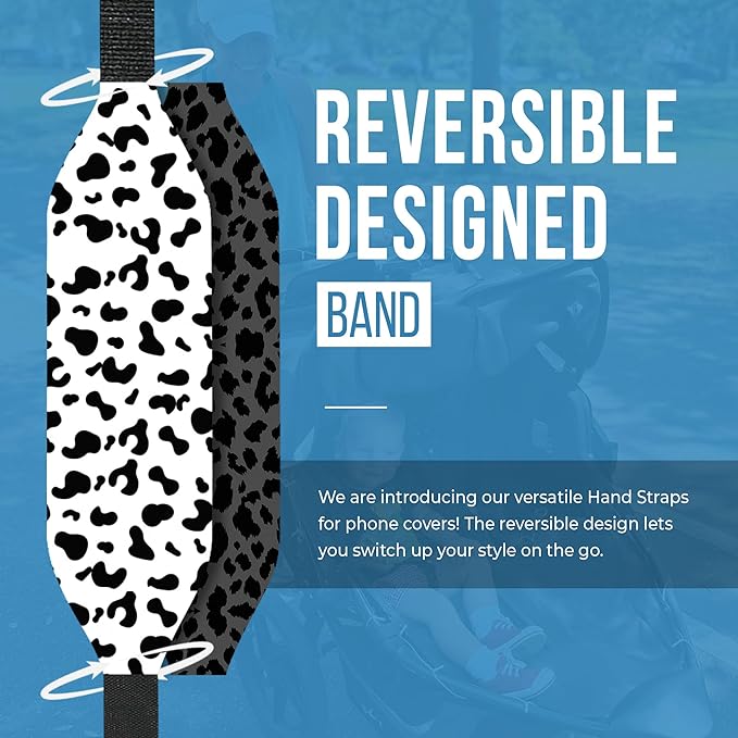 Phone Grip Strap - Pack of 2 Reversible Finger Holder for Phone Back, Customizable Anti-Slip Design, Wireless Charging Compatible Detachable Holder for iPhone - Leopard Night