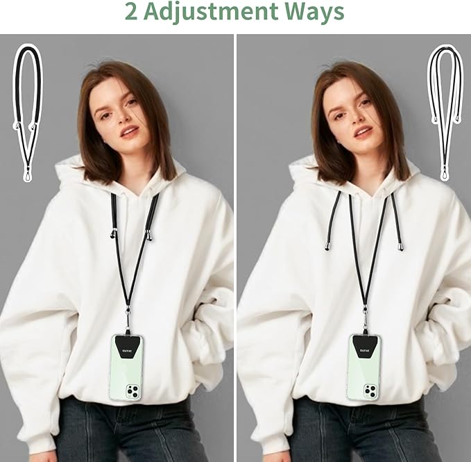 OUTXE Universal Phone Lanyard 2 Packs - 2× Adjustable Neck Strap, 4× Phone Patches- Apricot Elegance