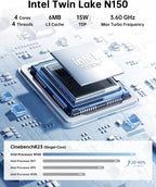 KAMRUI Essenx E2 Mini PC 11 Pro Twin Lake N150 Mini Computer, 16GB RAM 512GB M.2 SSD, Micro PC Support 4K Display/USB3.2/WiFi/BT/Gigabit Ethernet Mini PC Home/Office