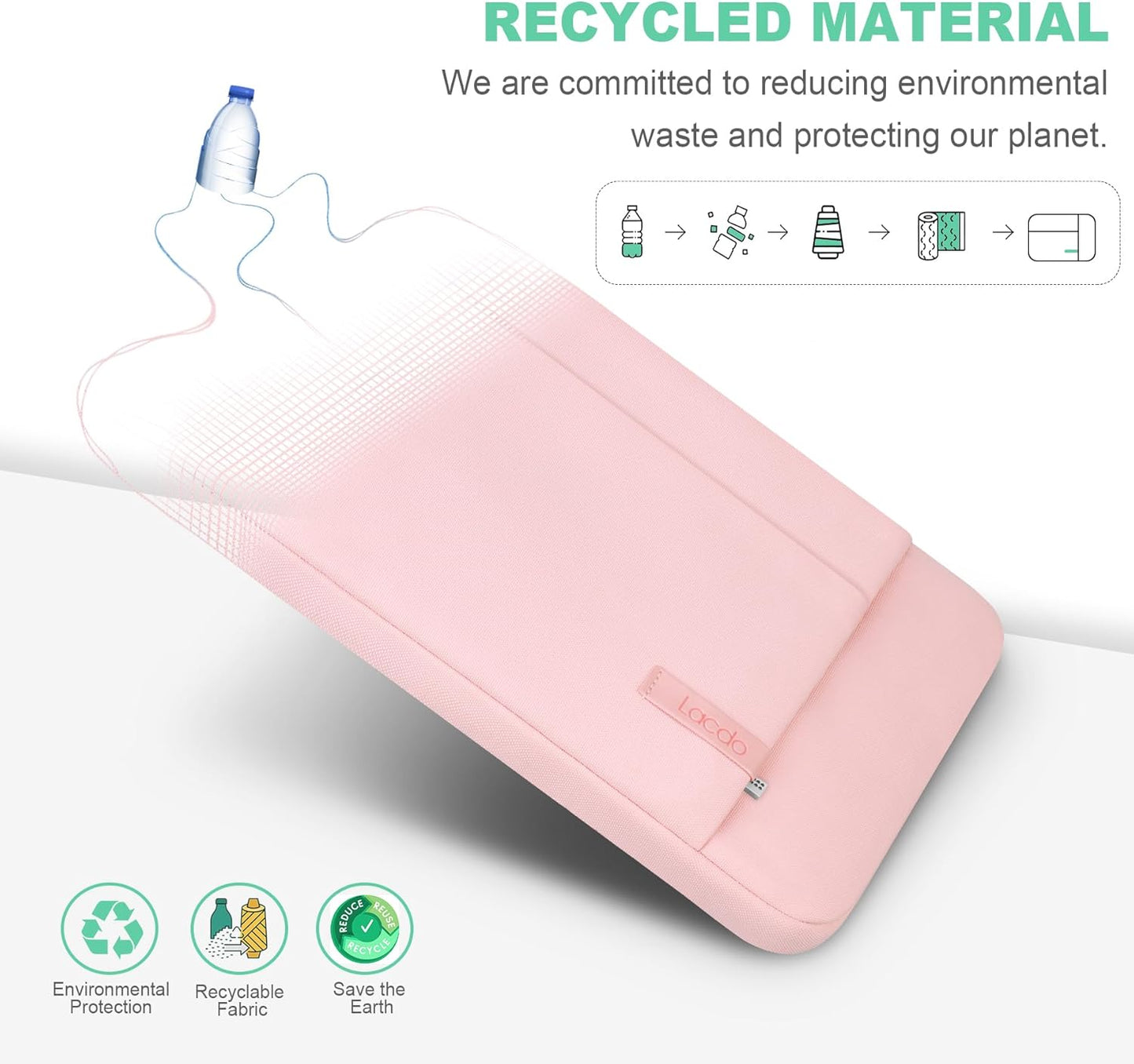 Lacdo 13 inch Laptop Sleeve Case for 13 inch New MacBook Air M4 A3240 2025, M3 A3113, M2 A2681, M1 A2337 | 13" MacBook Pro M2/M1 A2338 A2251 A2289 | 13" iPad Air M3/iPad Pro M4 Computer Bag, Pink