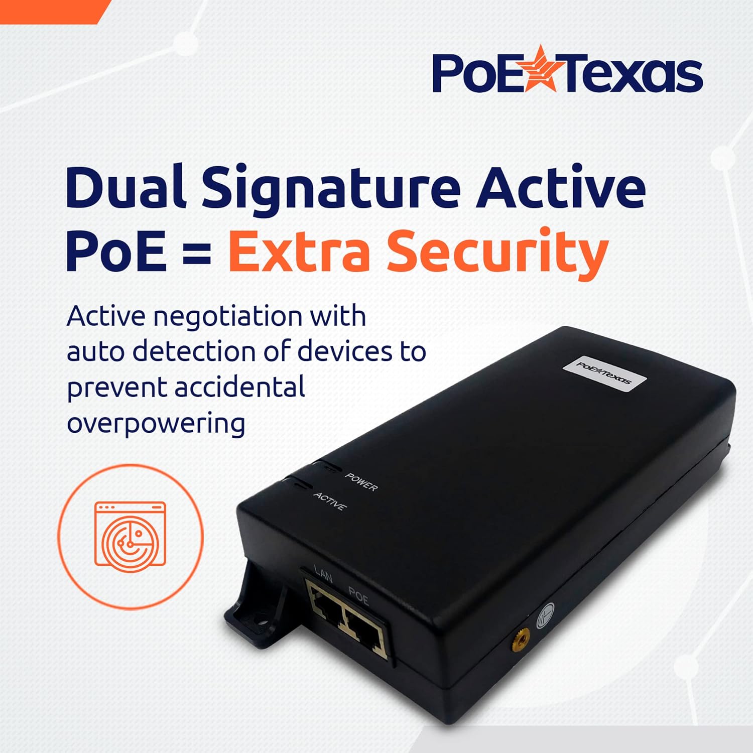 Poe Texas PoE Injector - 802.3bt PoE++ Single Port 4 Pair Power Over Ethernet Injector - 6KV Surge Protection - Active PoE Adapter 55V 60W Output - 10/100/1000 Gigabit Data - Wall Mount Plug & Play