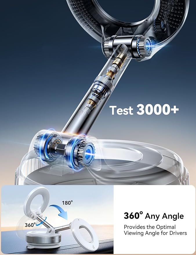 JOYROOM Vacuum Magnetic Car Phone Holder, Strongest Suction Cup 360° Adjustable Magsafe Car Phone Mount, Foldable Cell Phone Holders for Your Car for iPhone 16 Pro Max 15 14 13 12 Plus/Android
