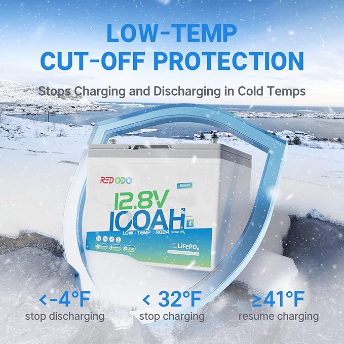 Redodo 12V 100Ah LiFePO4 Battery Bluetooth, Low-Temp Protection BCI Group 24 Lithium Battery for Trolling Motor, Bulit-in 100A Smart BMS, Perfect for Marine, Boat, RV, Solar and Off Grid - 3 Pack