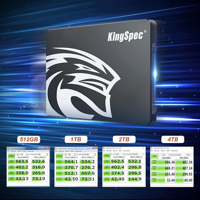 KingSpec 4TB 2.5 SSD SATA III Internal - 550MB/s Read, 520MB/s Write with 3D NAND Flash, for Laptop & Desktop PC Upgrade