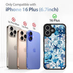 AIGOMARA Magnetic Case for iPhone 16 Plus [Compatible with MagSafe] Blue Shell Starfish Ocean Holiday Collage for Women Girls Men Soft TPU Bumper Hack PC Back Heavy Duty Protective Slim Cover